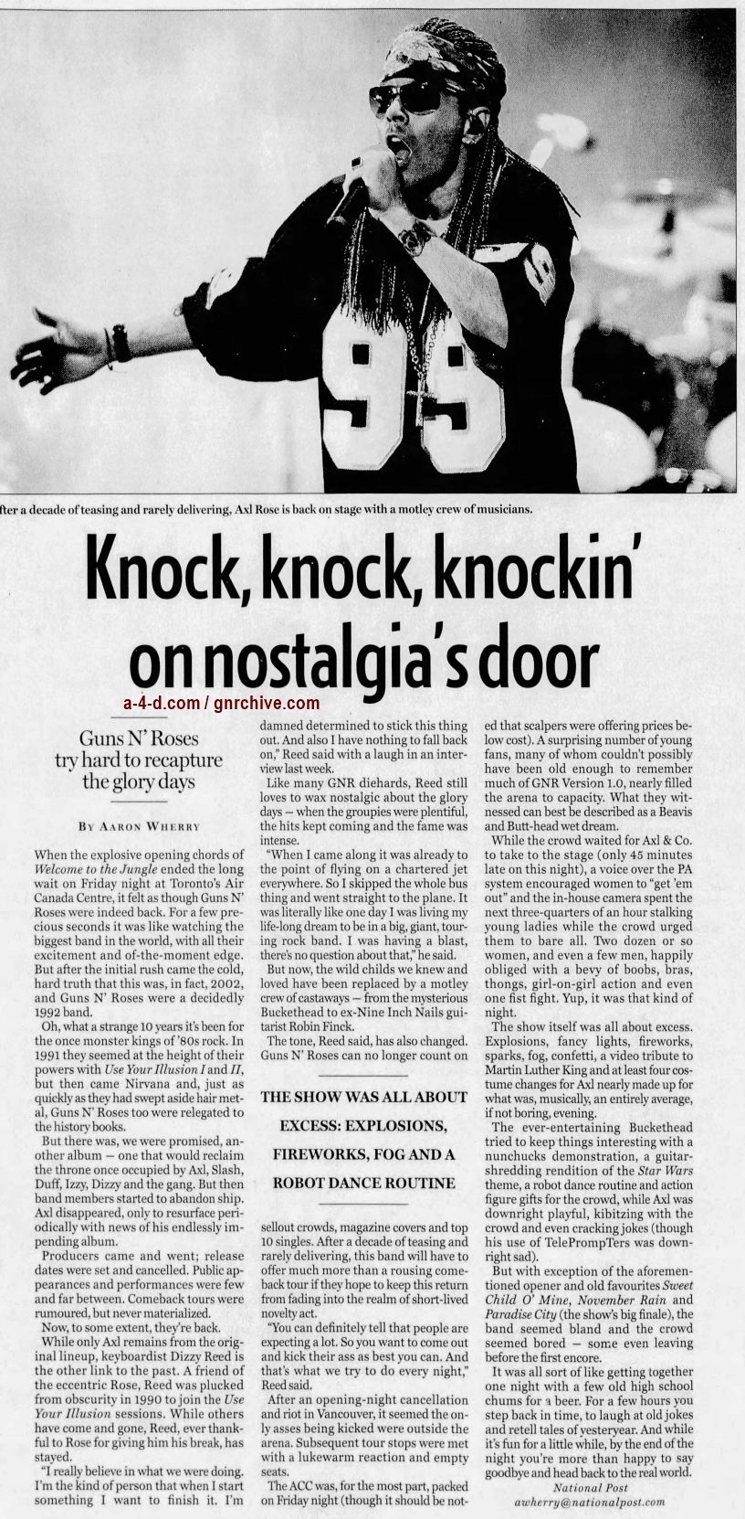 2002.12.02 - The National Post - Knock, Knock, Knockin’ On Nostalgia's Door (Dizzy) 2002_163