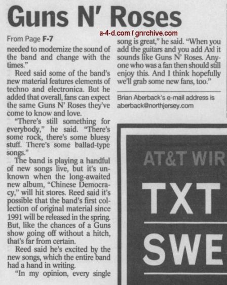 2002.12.04 - The Record - Yes, It's The Same Axl Rose, But Most Of The Guns Are New (Dizzy) 2002_173