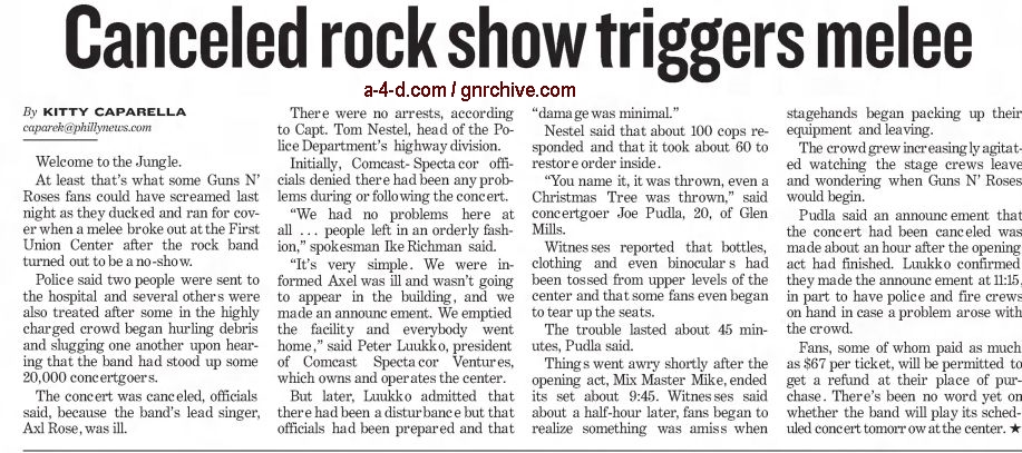 2002.12.07 - Philadelphia Daily News, AP - Canceled Rock Show Triggers Melee 2002_177