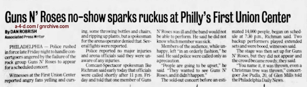 2002.12.07 - Philadelphia Daily News, AP - Canceled Rock Show Triggers Melee 2002_179