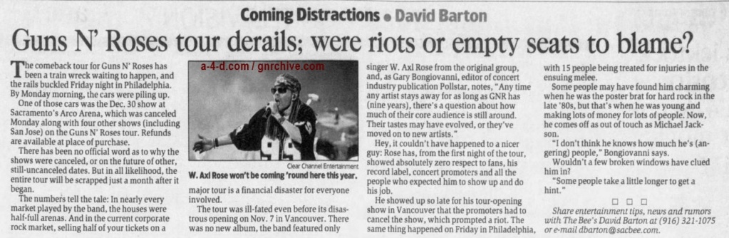 2002.12.10 - The Sacramento Bee - Guns N' Roses Tour Derails; Were Riots Or Empty Seats To Blame? 2002_187