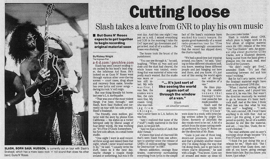 1995.04.23 - The Virginia-Pilot/The Post-Crescent - Cutting Loose (Slash) Gnr-sl16