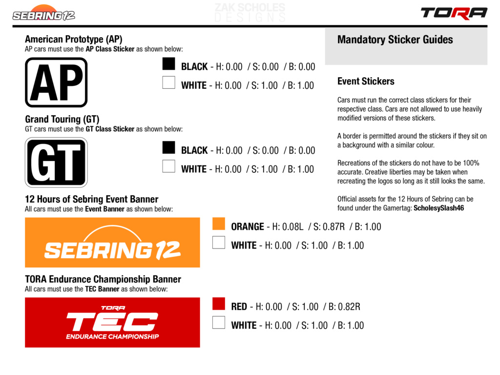  TEC R2 12 Hour Revival of Sebring - Livery & Decal Rules 2021_l32