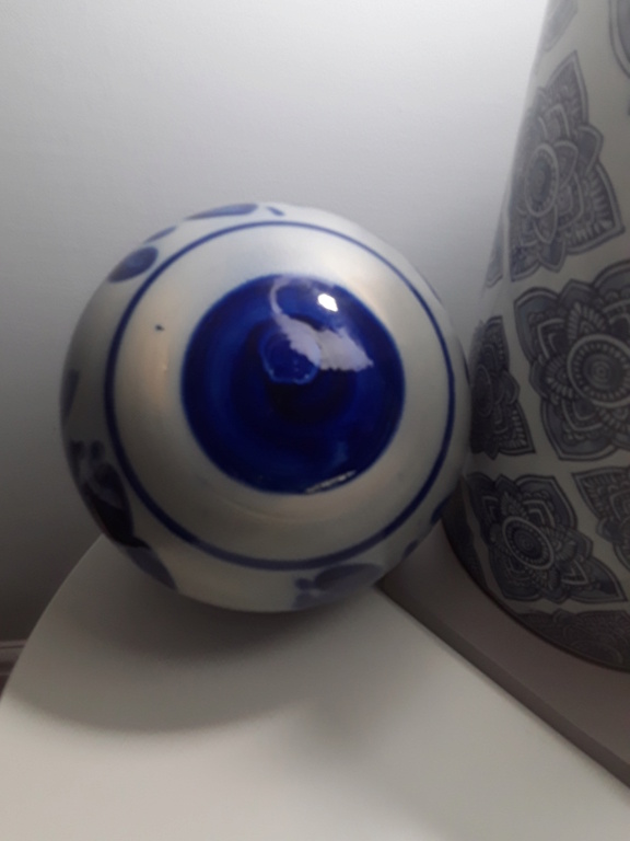 Handpainted ceramic Ball with Hanging Loop 20220511