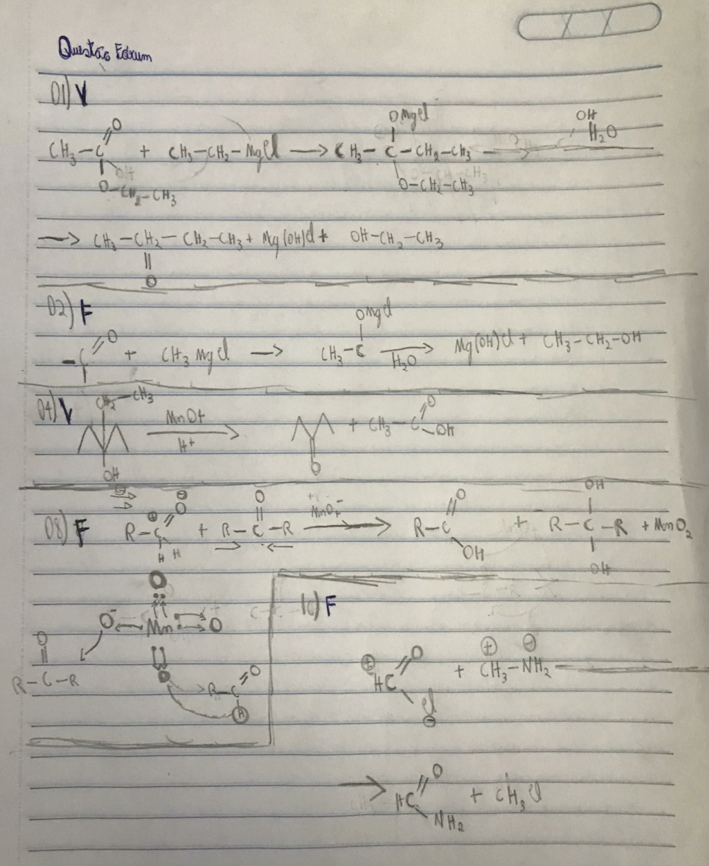 questão sobre reações orgânicas da UEM Resolu10