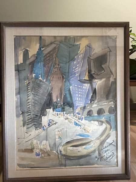John Marin-like abstract cityscape watercolor.   451b7410