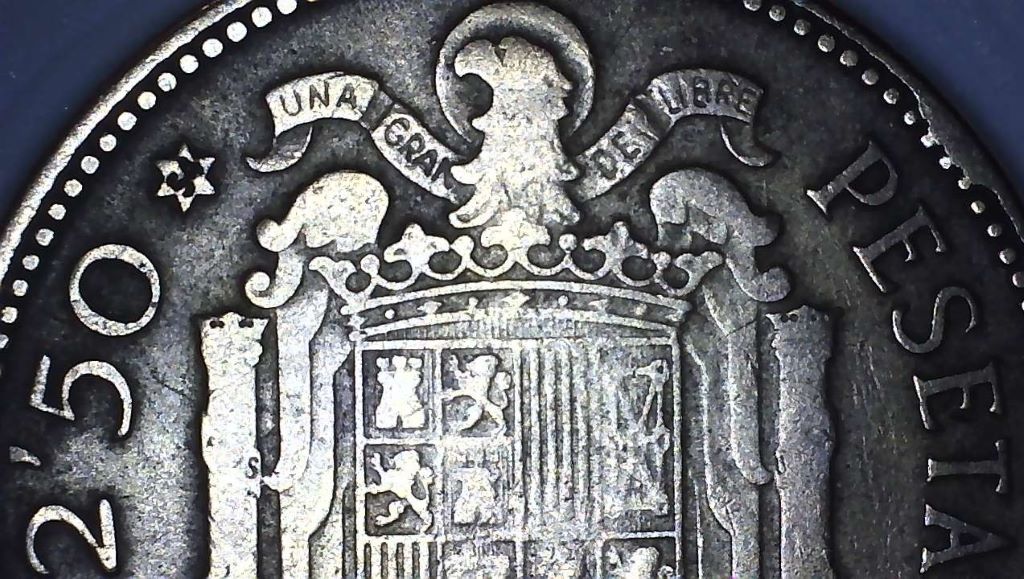 ERROR ¿CUÑO FLOJO? MONEDA 2´50 PESETAS 1953*54 25_510