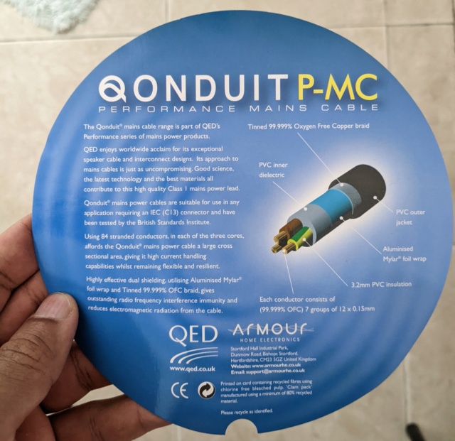 QED Conduit P-MC performance mains cable (used) - SOLD Qed410