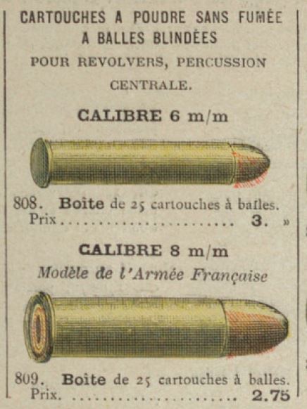 documents Verchère : munitions pour revolvers modèle 1892 . Cart1810