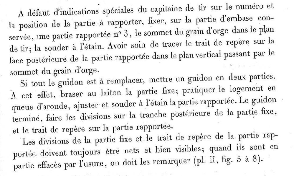 Hausse du GRAS 1874, sa ligne de mire évolutive et trajectoire de la Balle ...... Guidon12