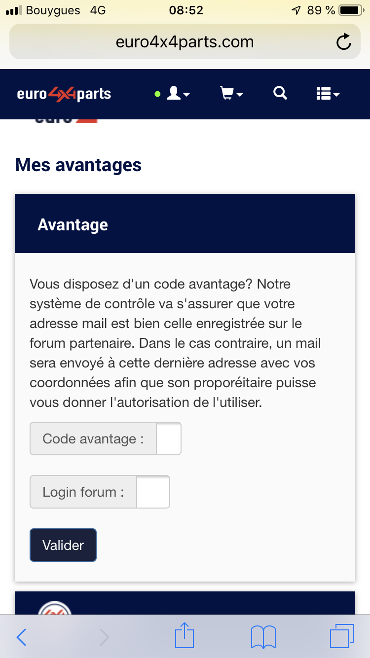 Changement de la procédure de contrôle des codes avantage