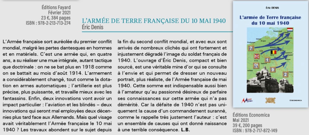 L'armée de Terre française du 10 mai 1940, par Eric Denis (Economica 2021) - Page 9 Recens12