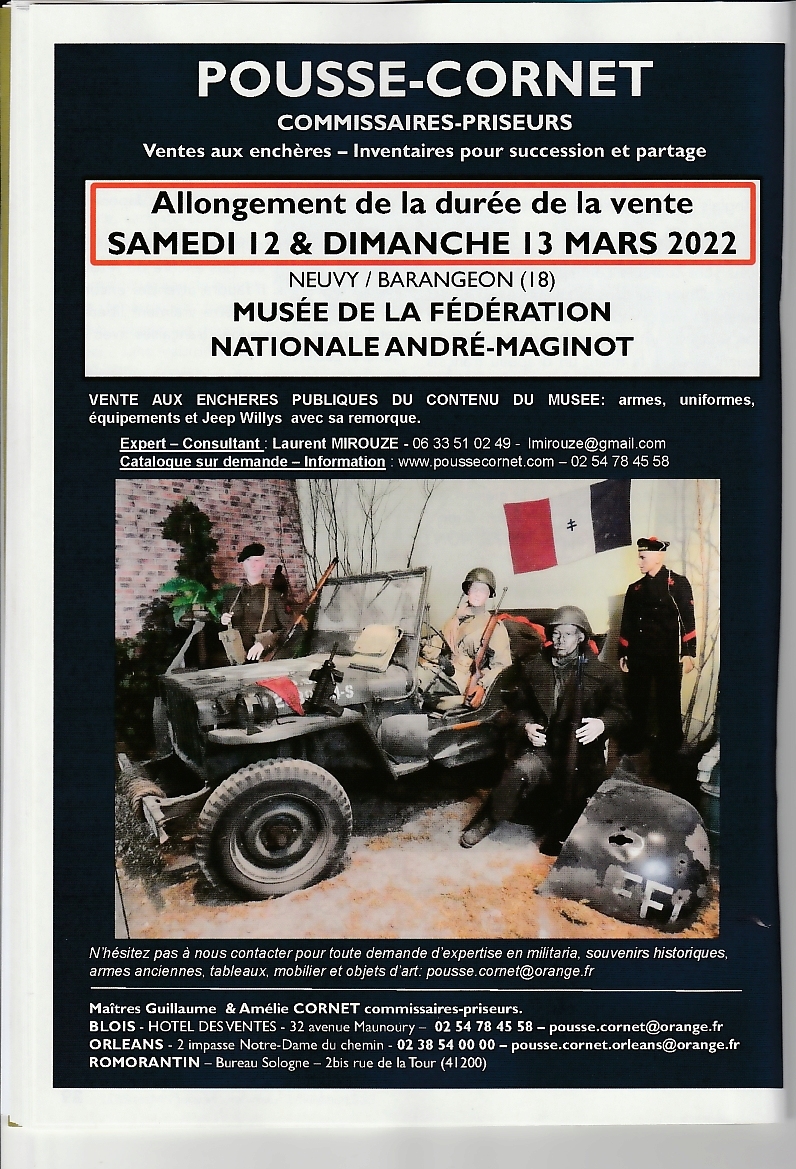 Vente aux Enchéres contenu du Musée de la Fédaration André MAGINOT Magino11