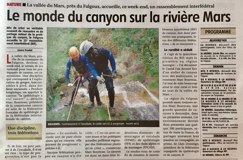 programme RIF CANYONING  VALLEE DU MARS Articl10