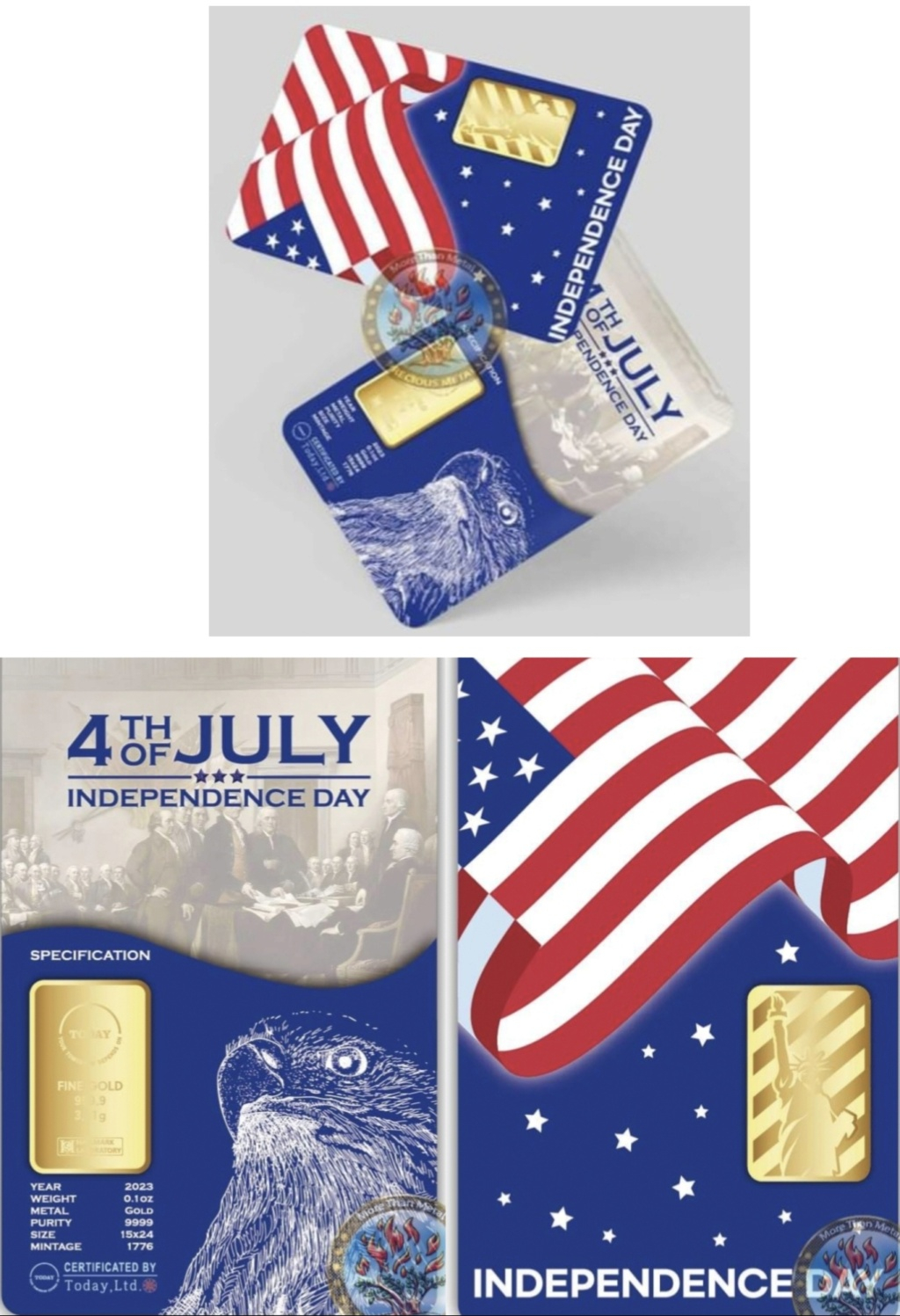 ✨ Celebrating The 4th of July - 1/10th Gold Bar in Assay Card Img_2078