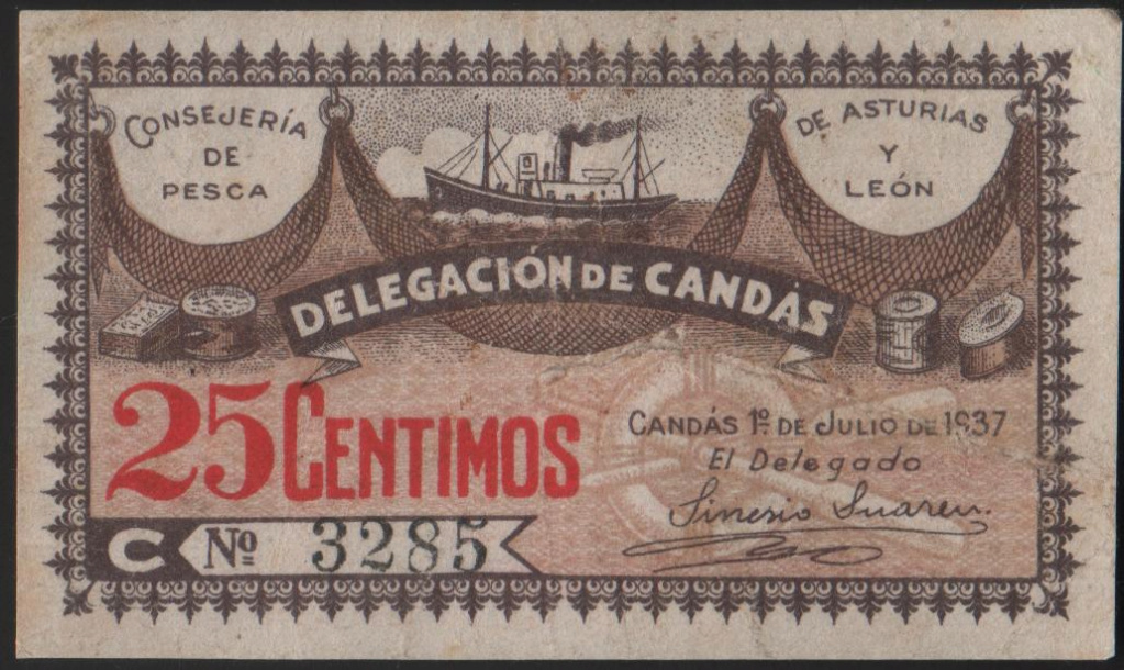 25 Céntimos de la consejeria de pesca de Asturias y León , delegación de Candás. 25_cen12