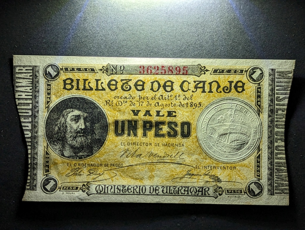 Billete de canje 1 peso de Puerto Rico 1895 Pxl_2010