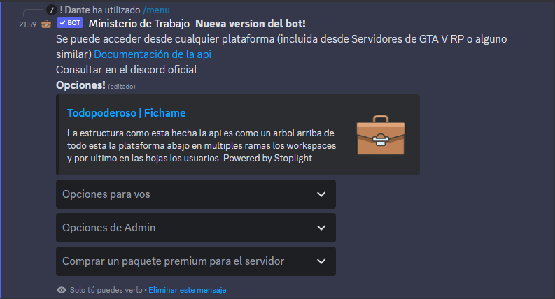 [Guía] Colocar bot de ministerio de trabajo para tu facción en Discord. (Registro). Screen20