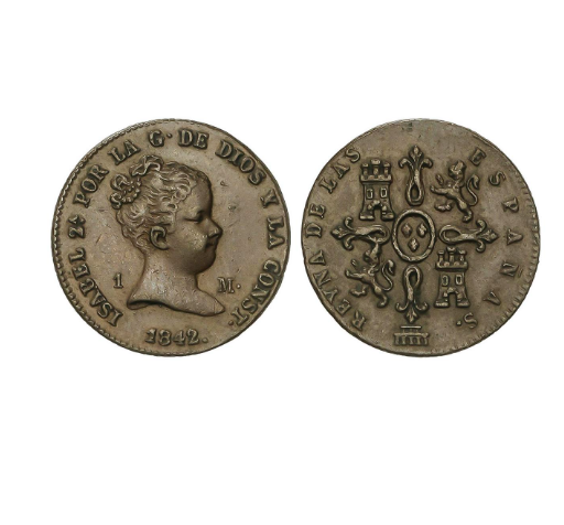 Primer Sistema Monetario-Isabel II-1 Maravedí 1_mara11