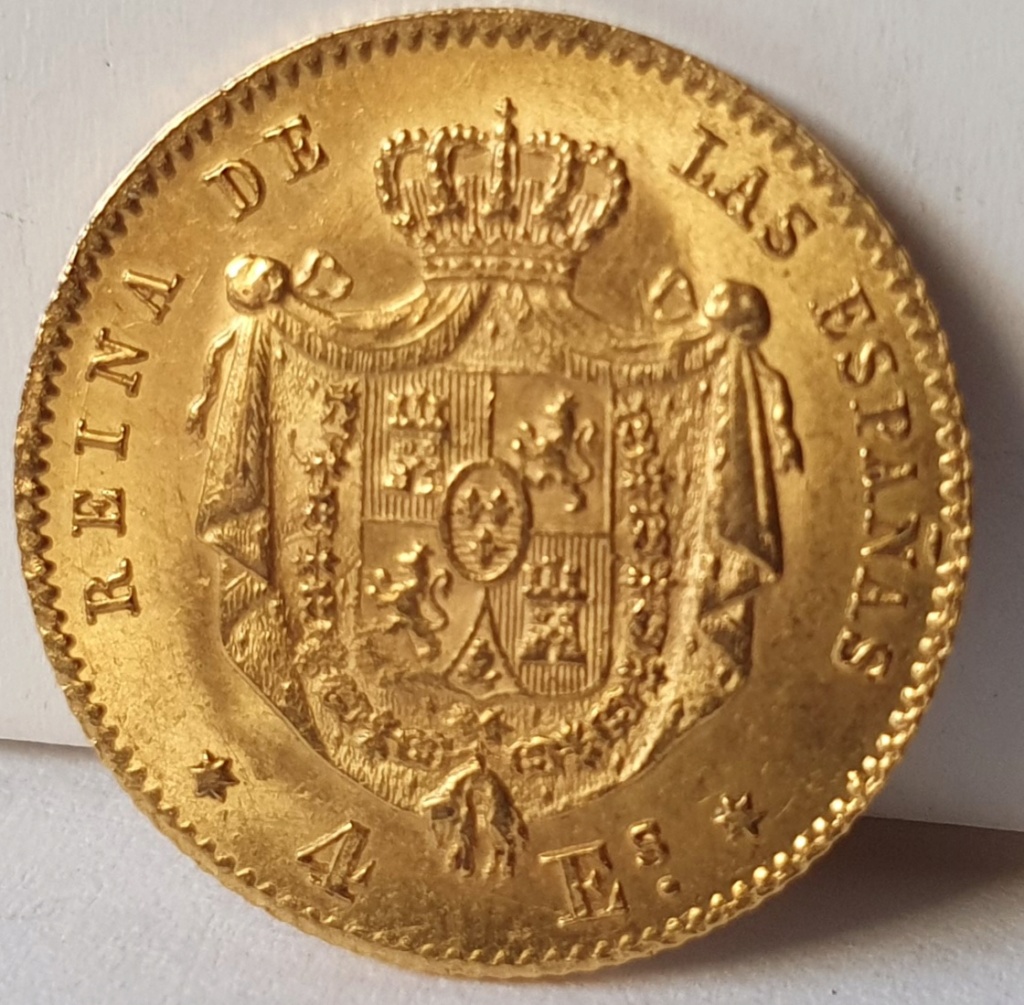 4 escudos Isabel II de oro 1867/1868 20221212