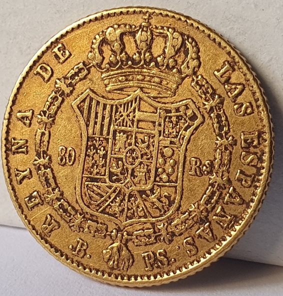 Primer Sistema Monetario-Isabel II-80 Reales 20240314