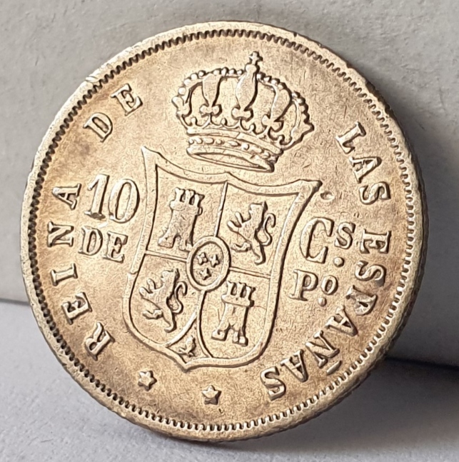 10 Centavos de Peso-Isabel II-4º Sistema Monetario 20240327