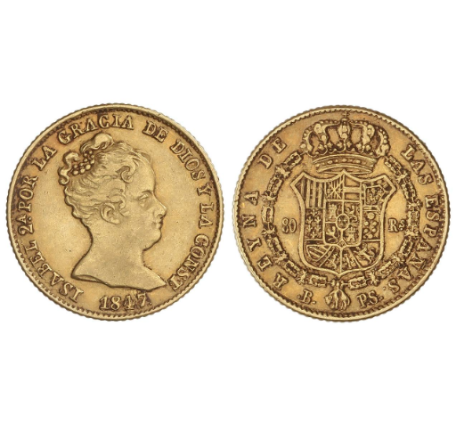 Primer Sistema Monetario-Isabel II-80 Reales 80_rea10
