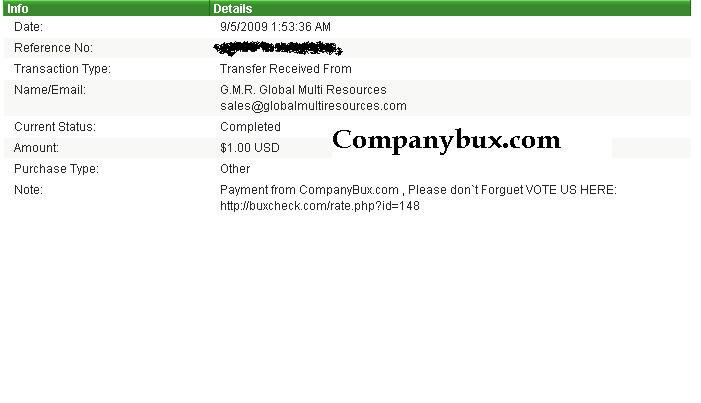 My 1st Payment from companybux.com Compan11